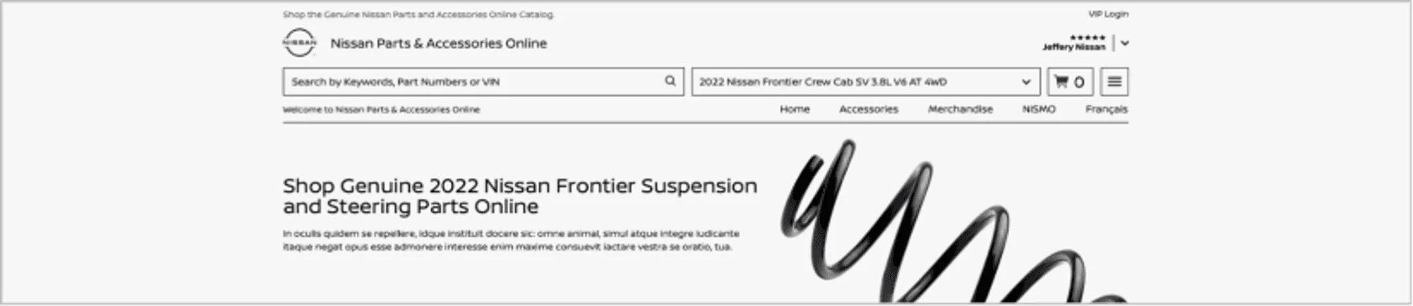 The live header, where search, vehicle, cart and navigation look alike